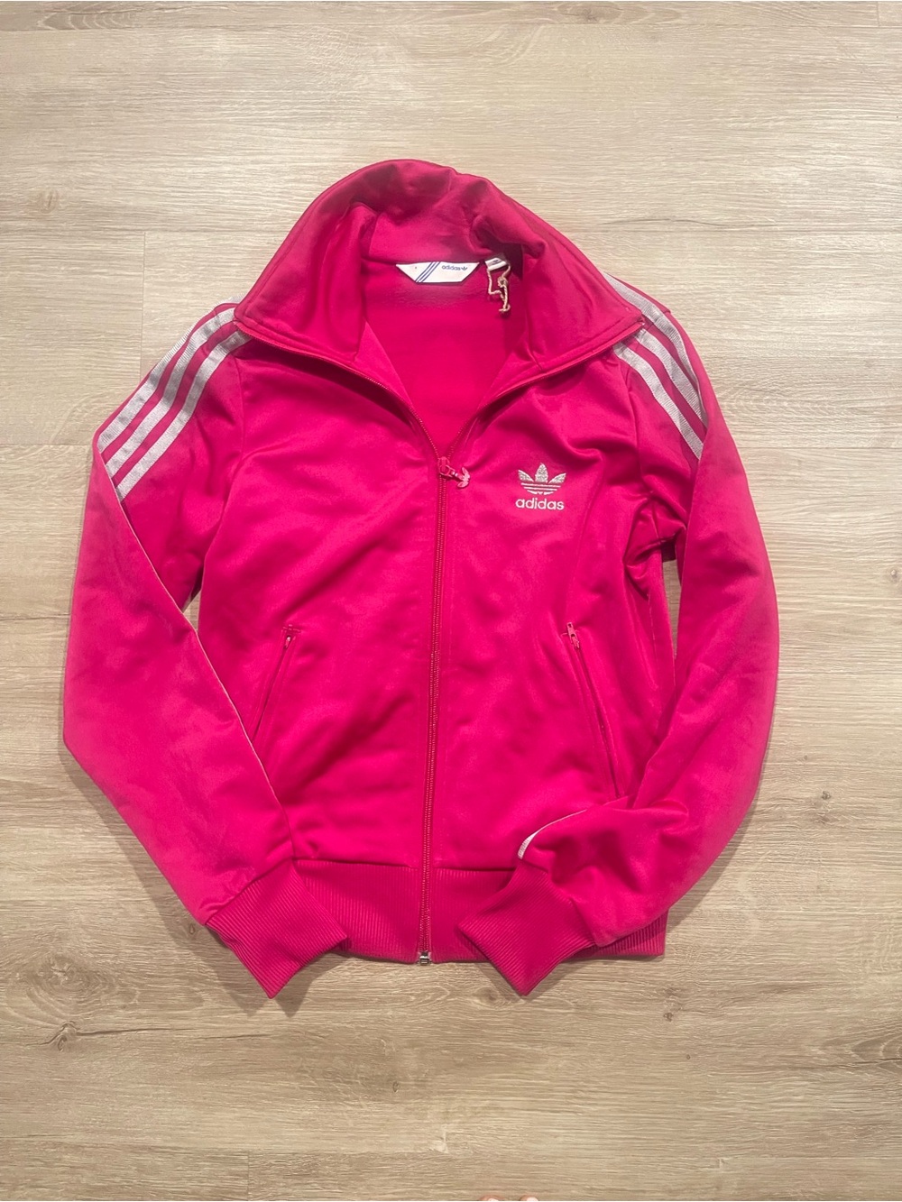adidas Hot Pink Track Jacket with White 3-Stripes